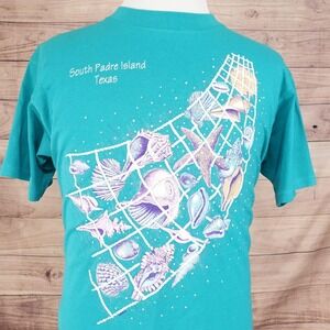 VINTAGE SOUTH PADRE ISLAND TEXAS SEA SHELLS SINGLE STITCH USA MADE T-SHIRT SZ L